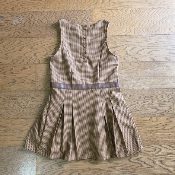 Happliy Grey Houndstooth Dress Brown Sleeveless Kids Size 6 - Picture 6 of 12